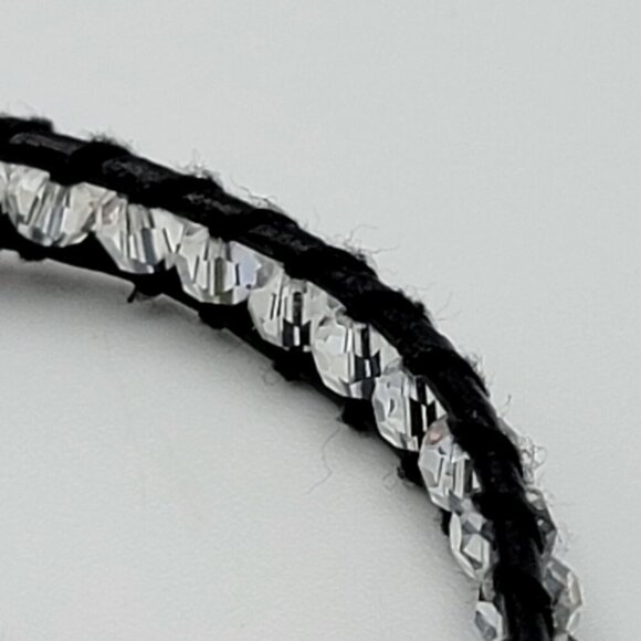 Victoria Emerson Black Leather Wrap Bracelet With Clear Crystal 16 Inch Adj. - Picture 3 of 6